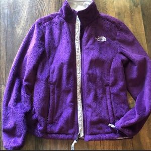Purple North Face Fuzzy Zip Up